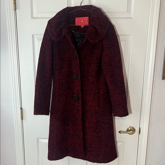 Ivanka Trump Jackets & Blazers - Ivanka Trump Red Burgundy & Black Pea‎ Coat Jacket, Sz Medium